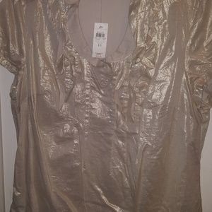 Anne Klein Gold Metallic Blouse
